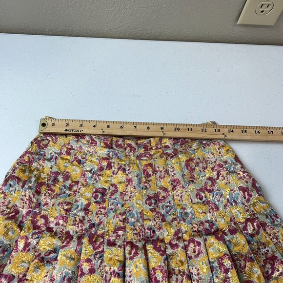 Zac Posen Skirt Women 9 Brocade Floral Metallic Pleated Skirt Multicolor Preppy - Picture 8 of 11